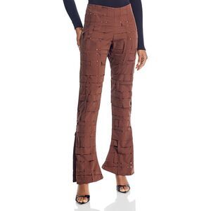 A.W.A.K.E MODE Womens Brown Cut-Out Woven Straight Leg Pants NWT